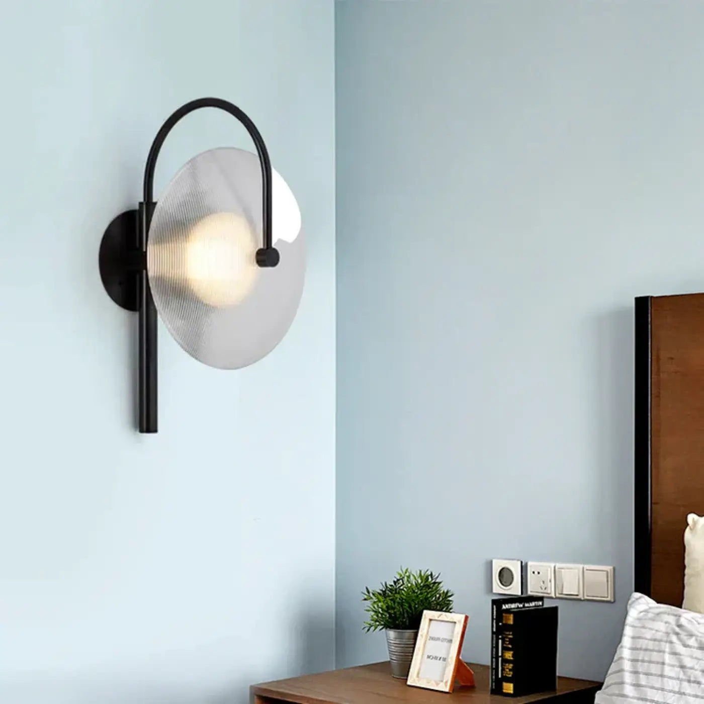 Black Metal White Diffuser Wall Light E27 Modern Industrial