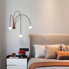 Curved Arch Wall Light 3 Globe LED IP20 — Black, Red or Gold