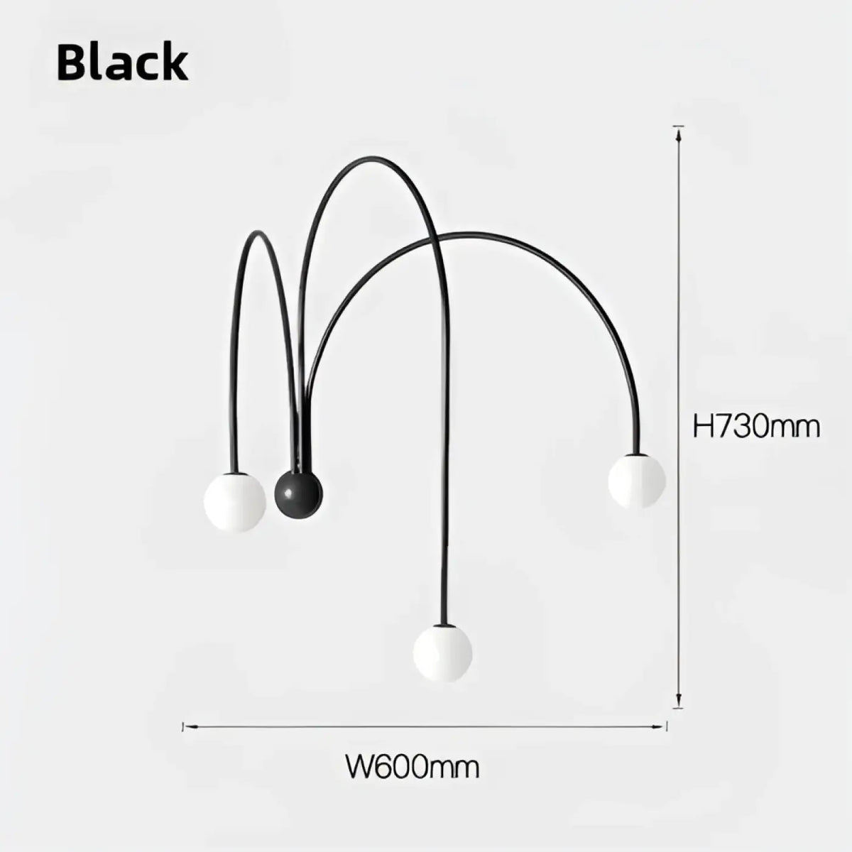 Curved Arch Wall Light 3 Globe LED IP20 — Black, Red or Gold