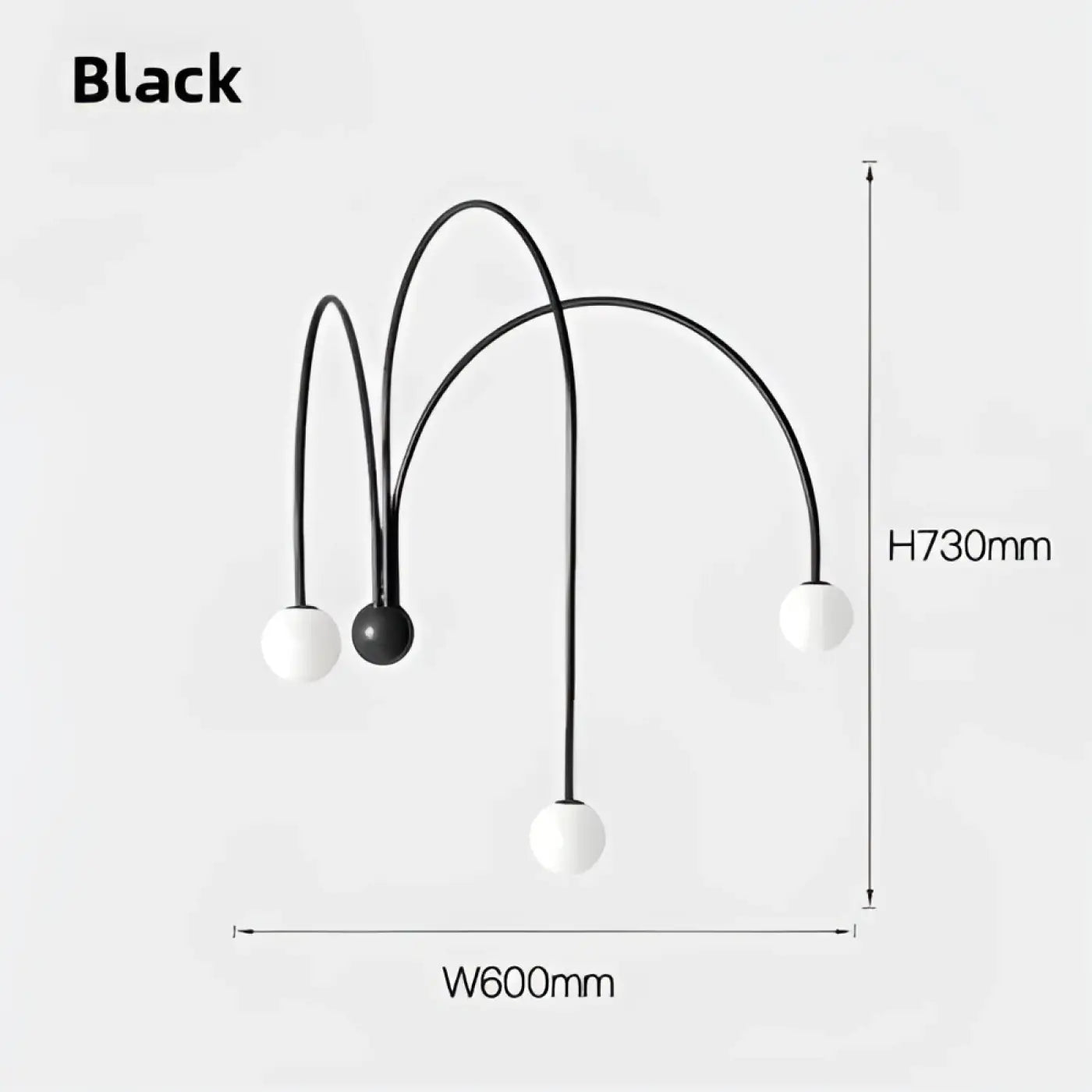 Curved Arch Wall Light 3 Globe LED IP20 — Black, Red or Gold
