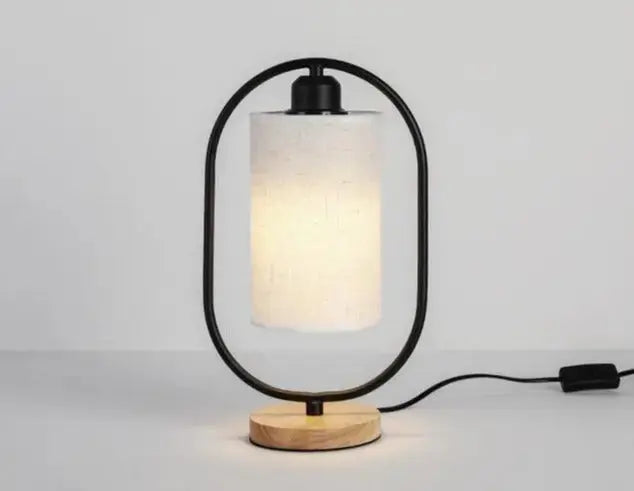 Modern Table Lamp with Fabric Shade Black or White