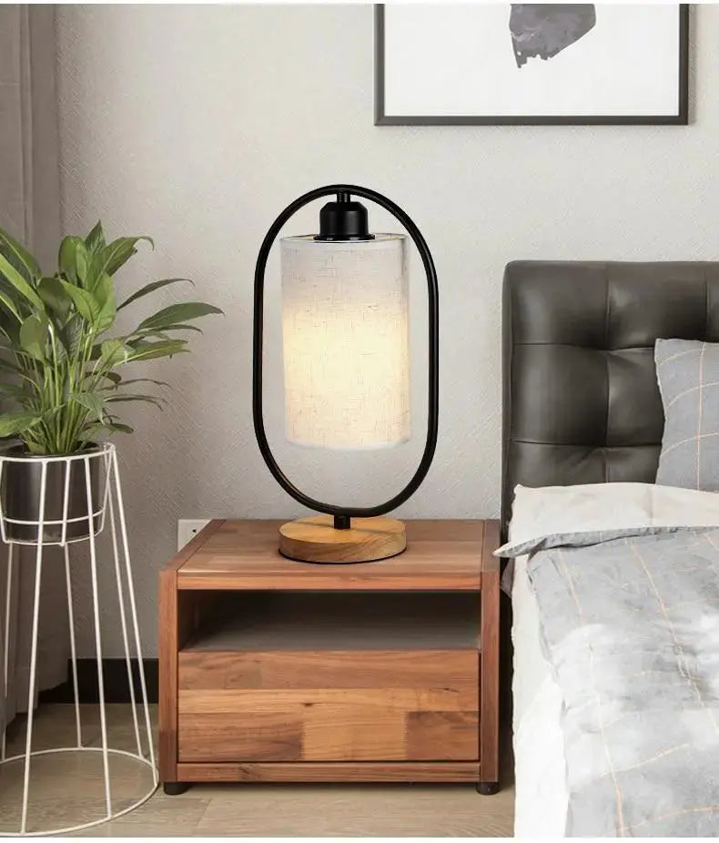 Modern Table Lamp with Fabric Shade Black or White