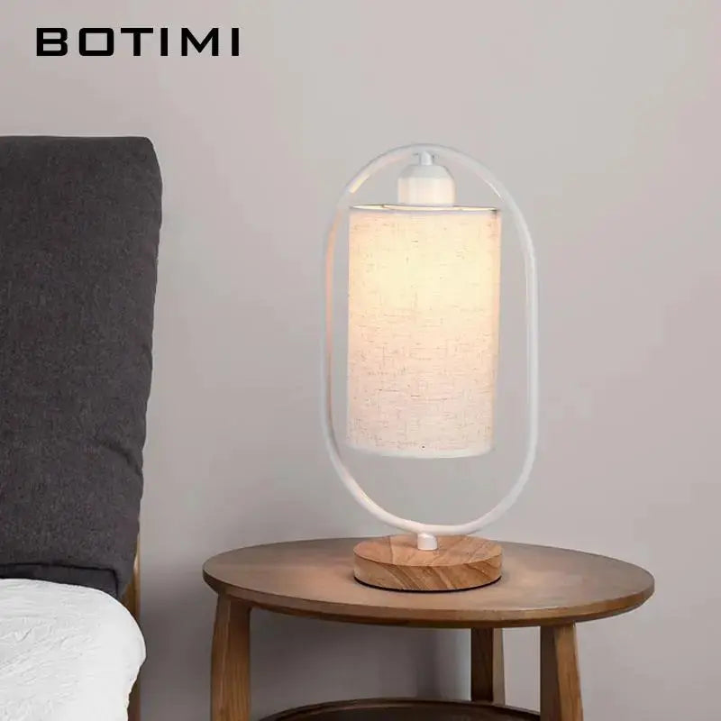 Modern Table Lamp with Fabric Shade Black or White