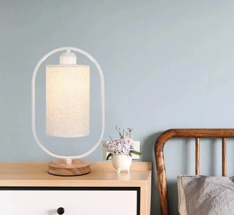 Modern Table Lamp with Fabric Shade Black or White