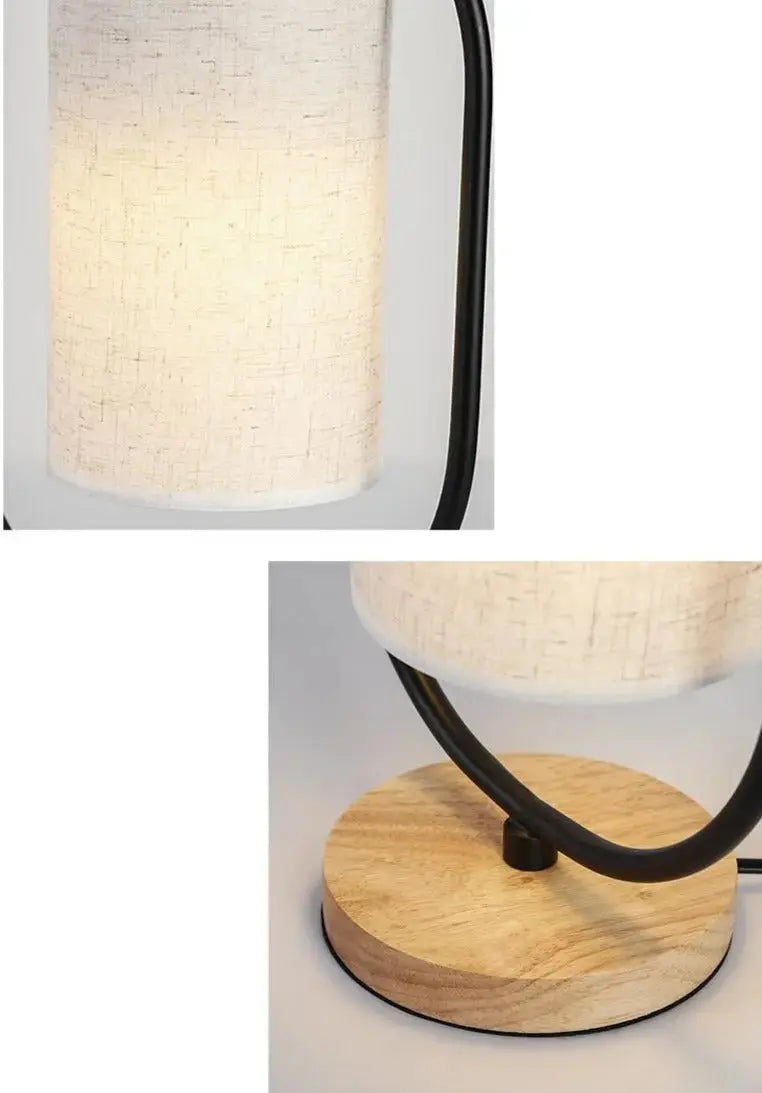 Modern Table Lamp with Fabric Shade Black or White