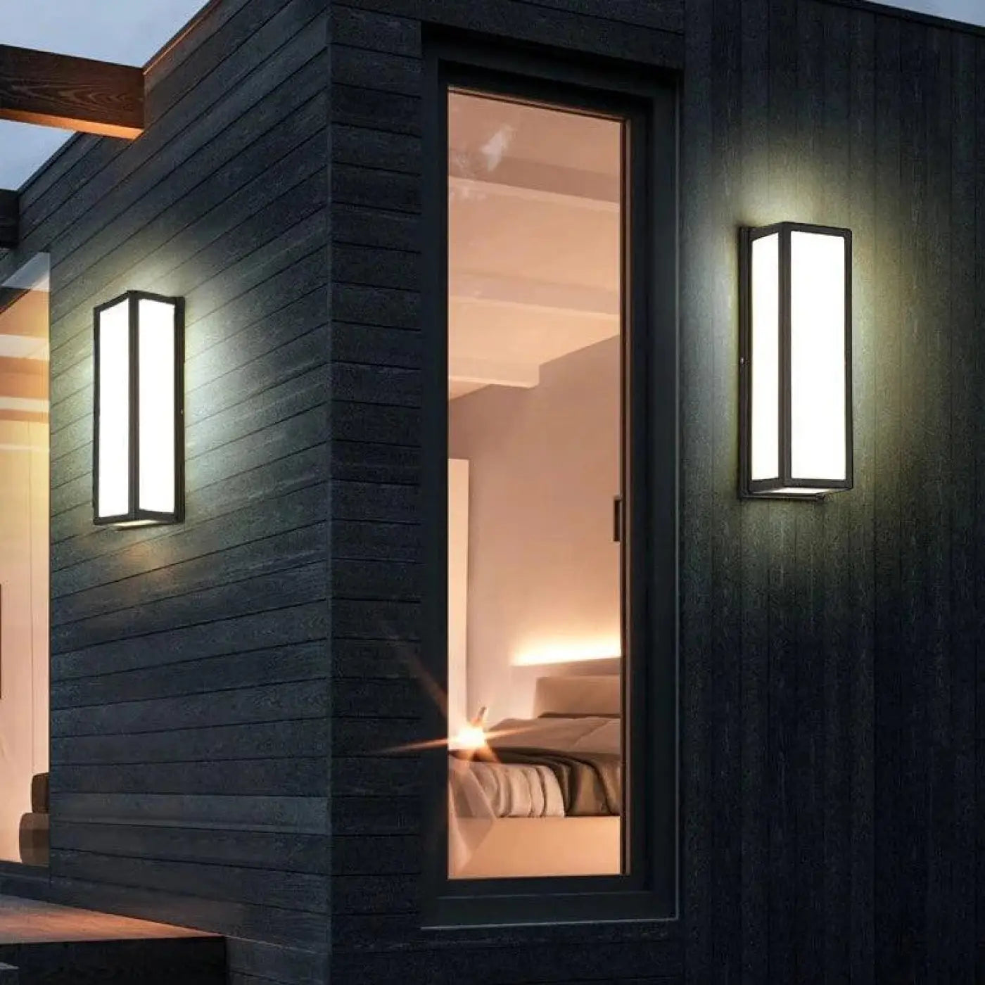 Outdoor Wall Light Black Aluminium 18W Integrated LED Motion Sensor IP65