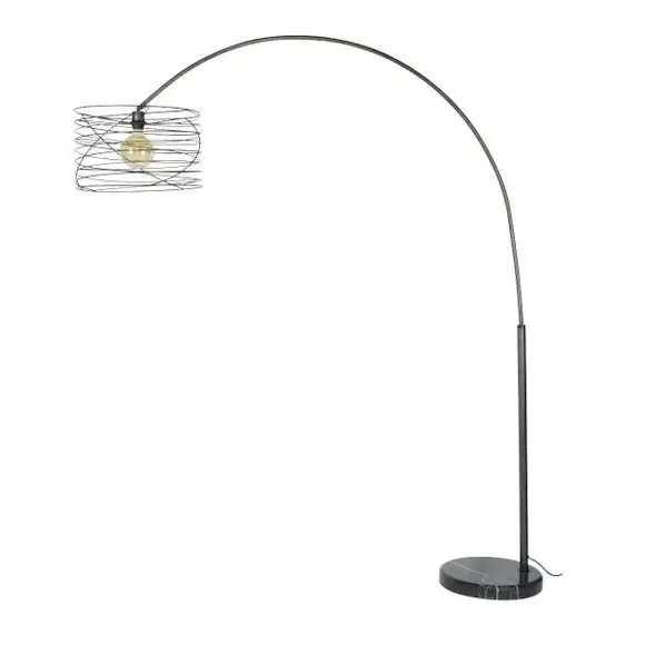 Industrial Arc Floor Lamp Swirl Metal Shade Anthracite E27 H162cm