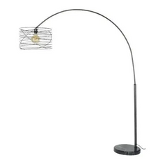 Industrial Arc Floor Lamp Swirl Metal Shade Anthracite E27 H162cm