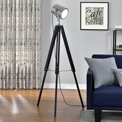 Industrial Cinema Floor Lamp Black Chrome Steel E27