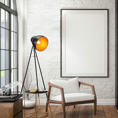 Classy Industrial Cinema Floor Lamp Wood Unfinished Metal E27