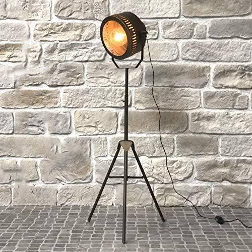 Industrial Cinema Iron Floor Lamp Hand-Finished Wood Steel E27