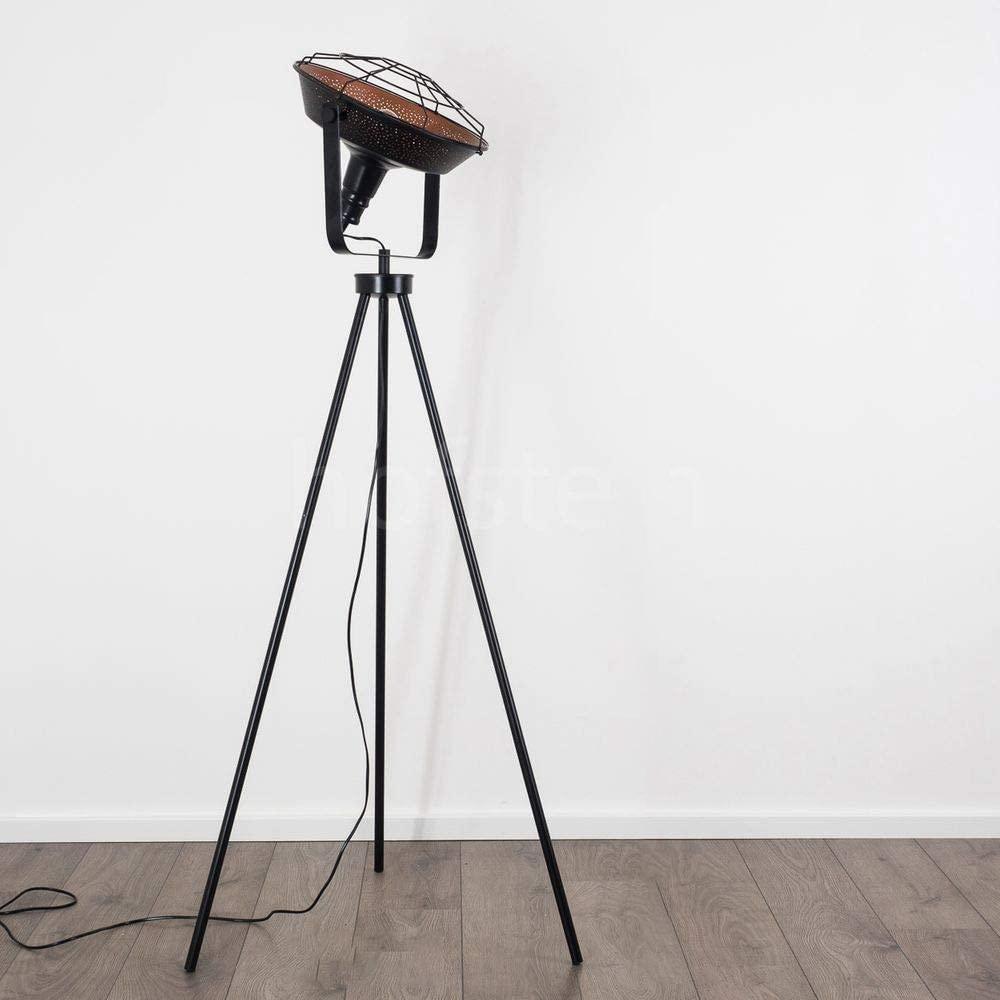 Industrial Cinema Grilled Loft Floor Lamp Wood Steel Grille Shade E27