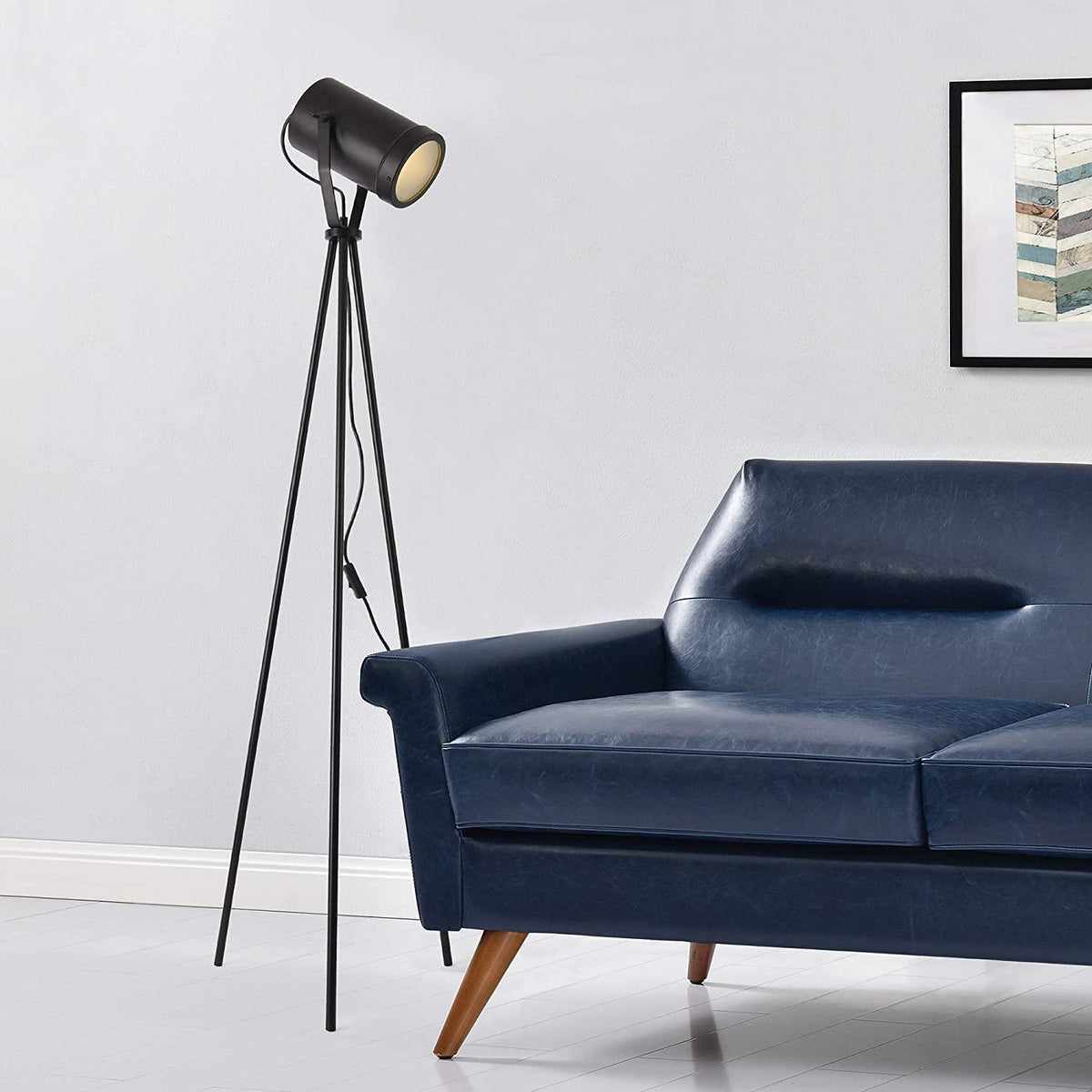 Minimalist Industrial Cinema Floor Lamp Wood Steel E27 150cm