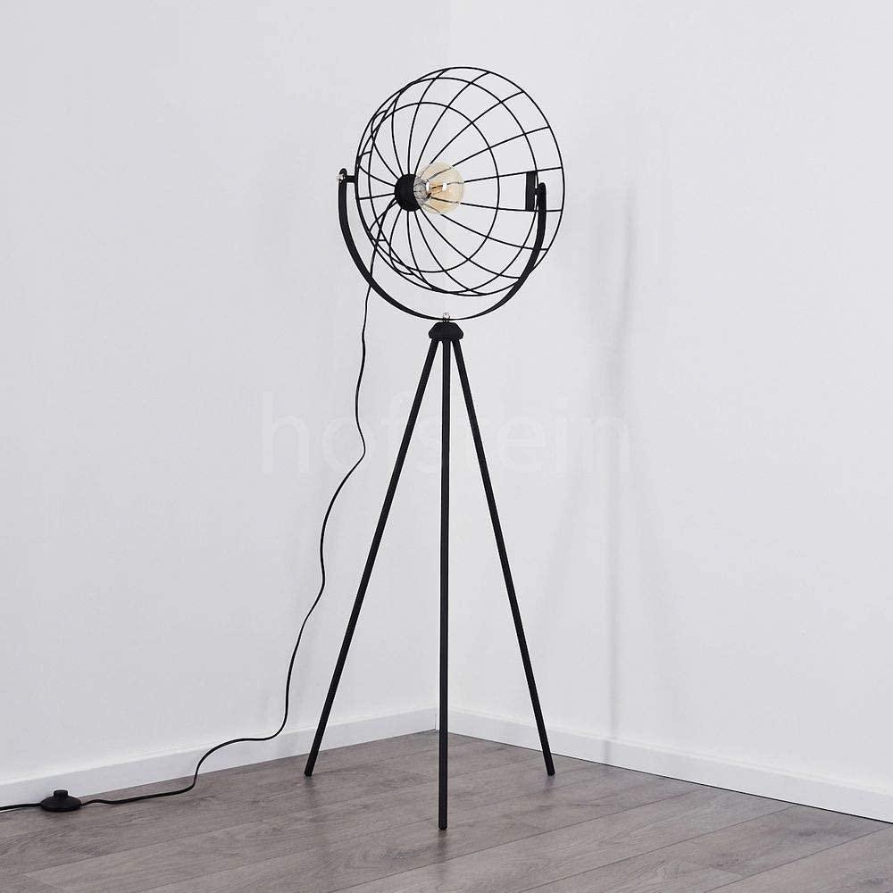 Industrial Cinema Floor Lamp Moon Brut Raw Steel Wood E27