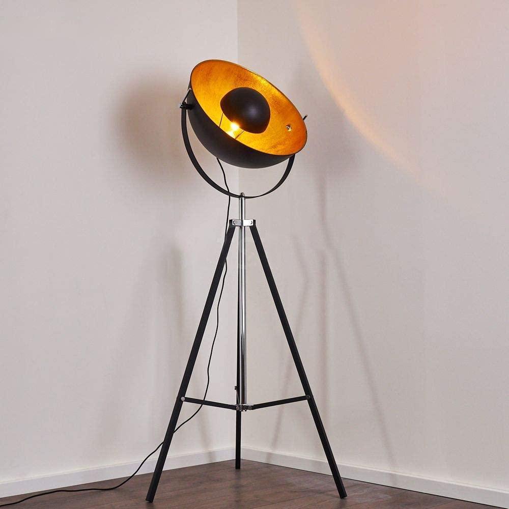 Industrial Cinema Moon L Floor Lamp Wood Unfinished Steel E27