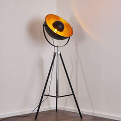 Industrial Cinema Moon L Floor Lamp Wood Unfinished Steel E27