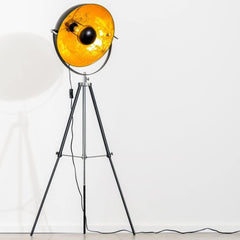 Moon XL Industrial Cinema Floor Lamp Wood Unfinished Metal E27