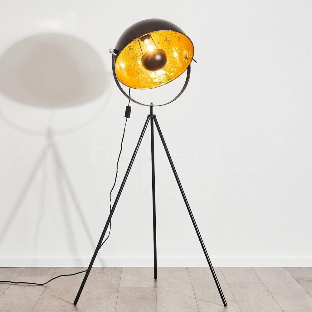 Moon Industrial Cinema Floor Lamp Wood Unfinished Metal E27