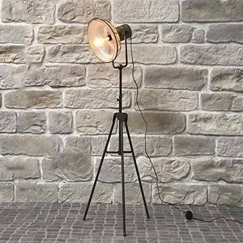 Industrial Cinema Floor Lamp Ribbed Glass E27 Metal Frame