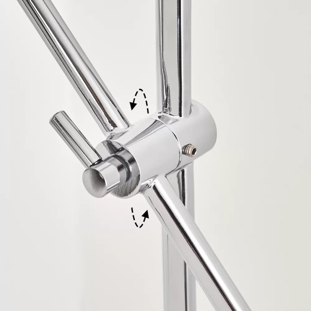 Designer Offset Floor Lamp Brushed Nickel Adjustable Arm E14