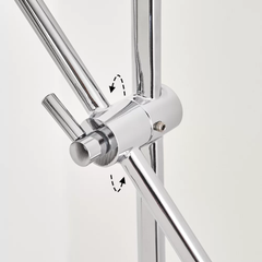 Designer Offset Floor Lamp Brushed Nickel Adjustable Arm E14