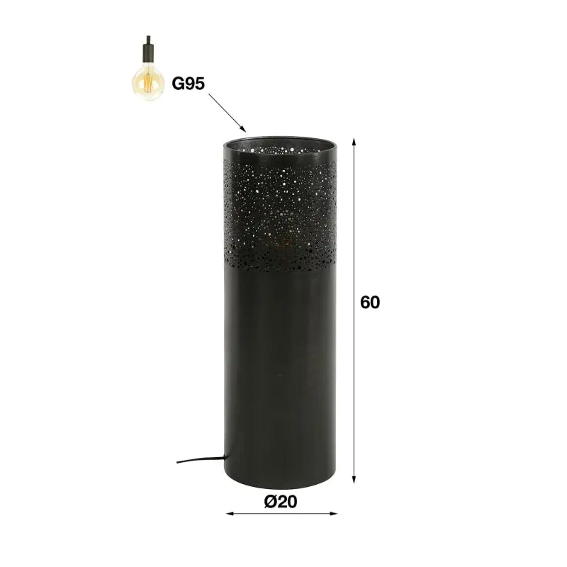 Oriental Black Floor Lamp Perforated Metal Nickel E27 H60cm