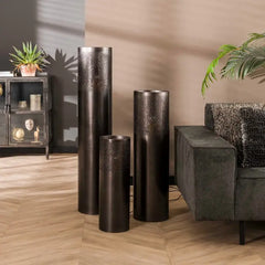 Oriental Black Floor Lamp Perforated Metal Nickel E27 H60cm
