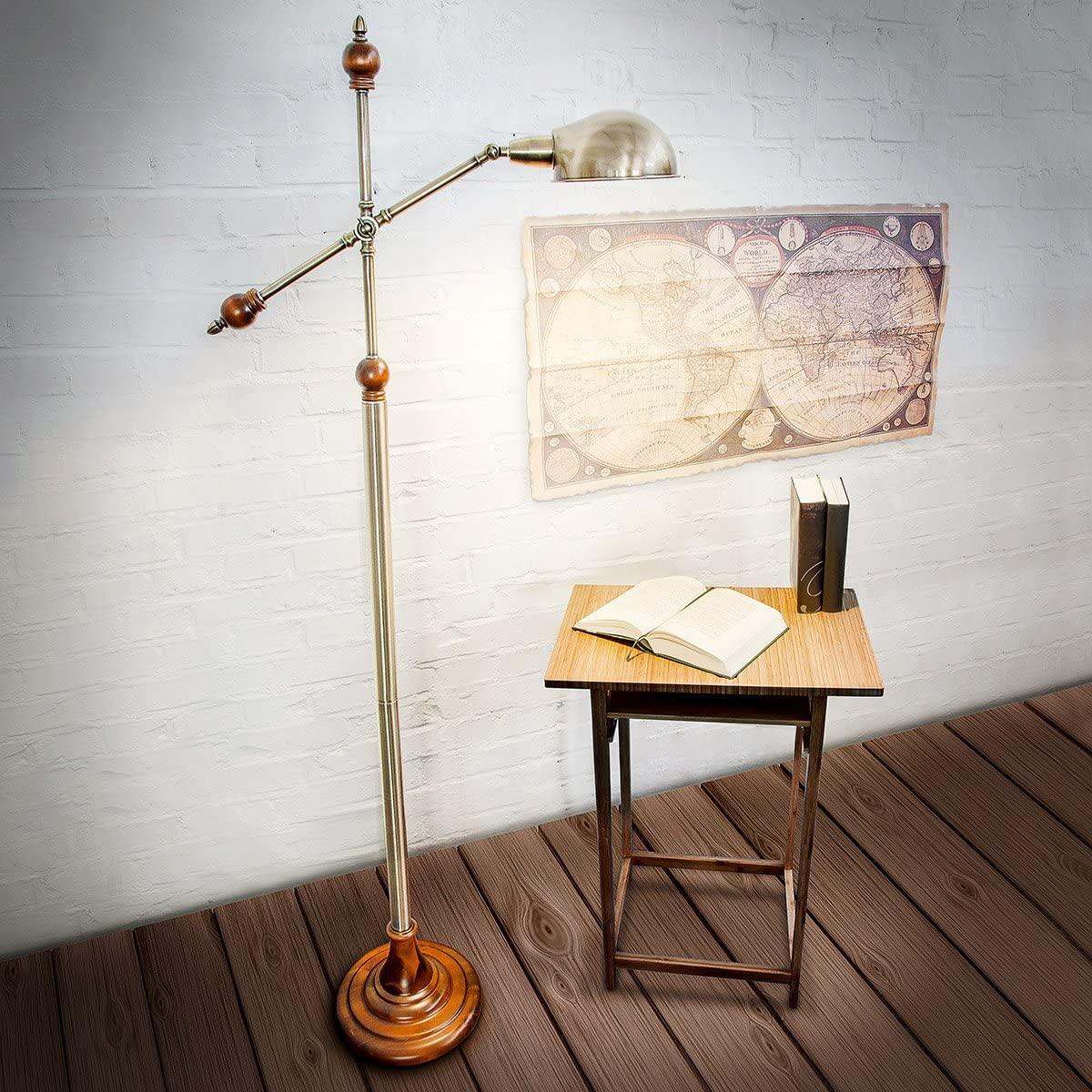 Art Deco Floor Lamp Wood Unfinished Steel E27 175cm
