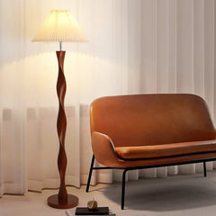 Bamboo & Wood Floor Lamp, Fabric Shade
