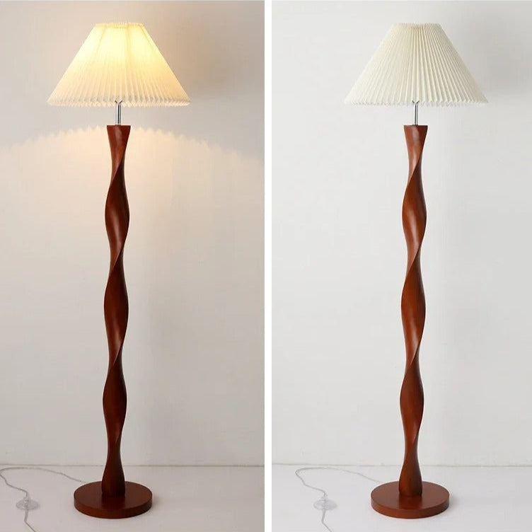 Bamboo & Wood Floor Lamp, Fabric Shade