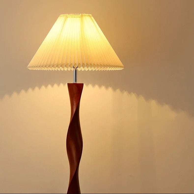 Bamboo & Wood Floor Lamp, Fabric Shade