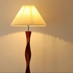 Bamboo & Wood Floor Lamp, Fabric Shade