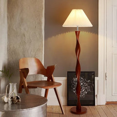 Bamboo & Wood Floor Lamp, Fabric Shade