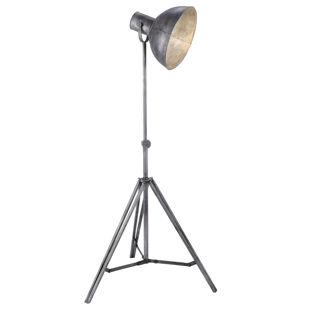 Raw Industrial Cinema Floor Lamp Grey Iron Pivoting Projector E27 220cm