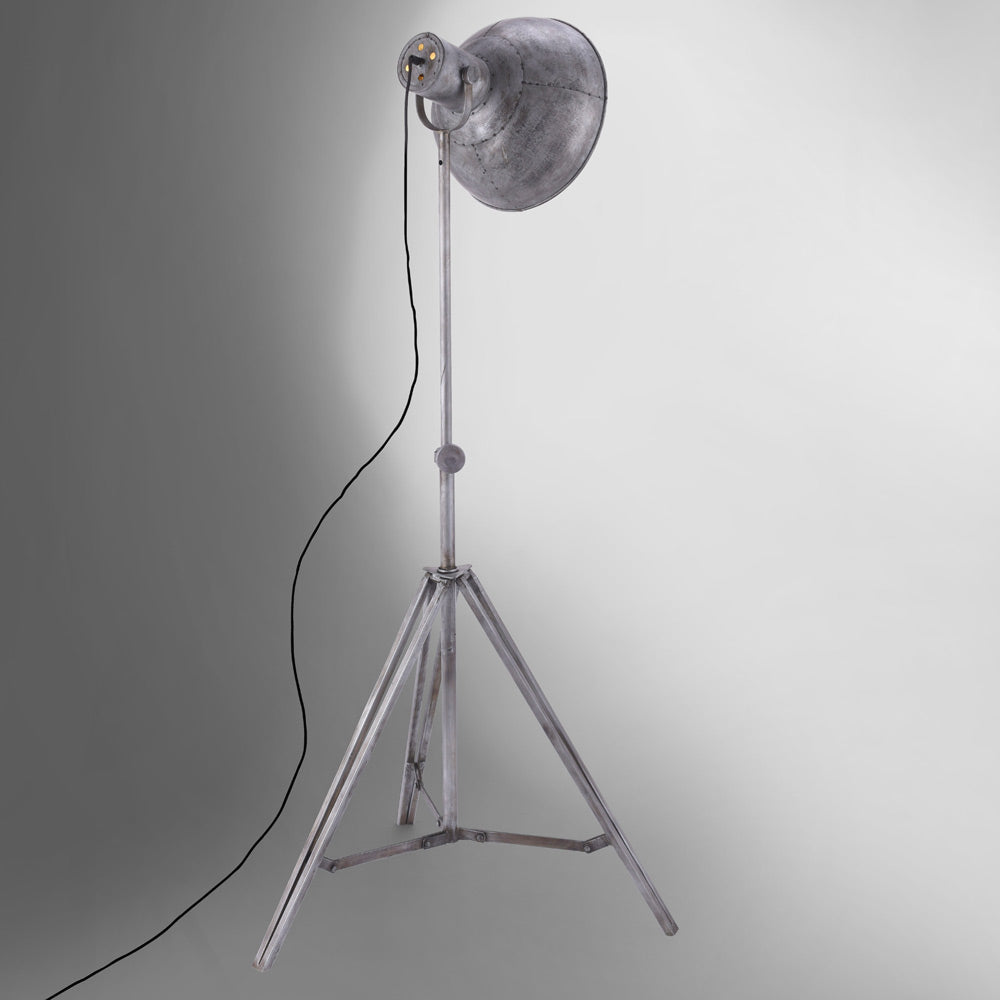 Raw Industrial Cinema Floor Lamp Grey Iron Pivoting Projector E27 220cm