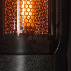 Vintage English Style Desk Lamp Smoked Glass Copper Mesh H50cm