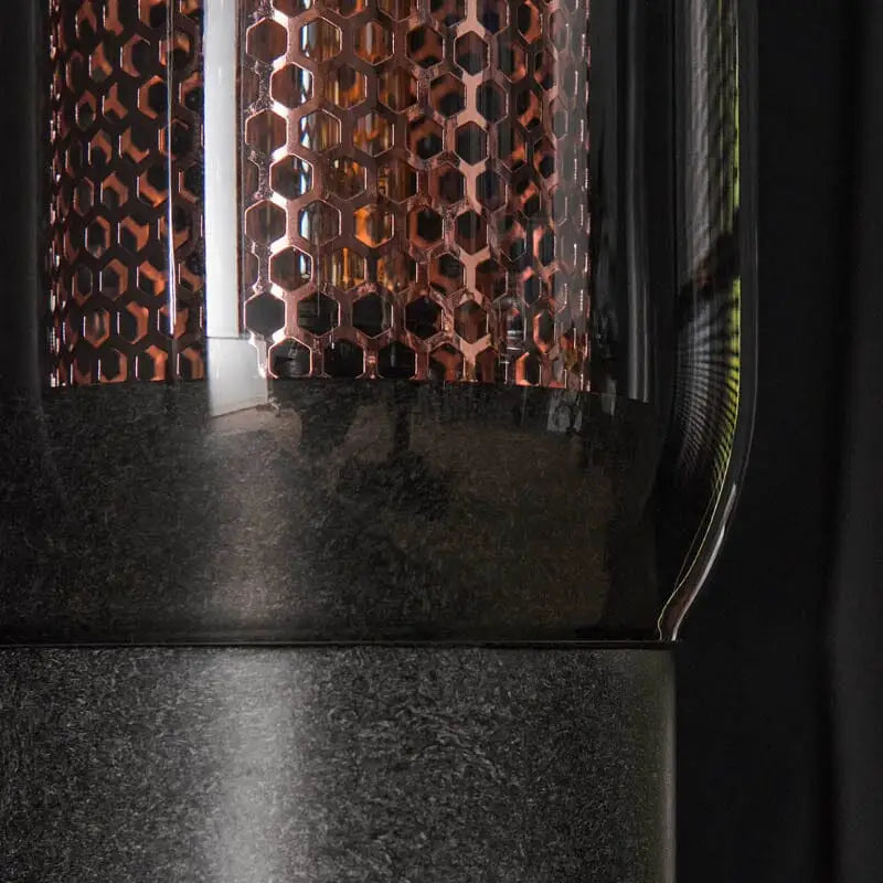Vintage English Style Desk Lamp Smoked Glass Copper Mesh H50cm