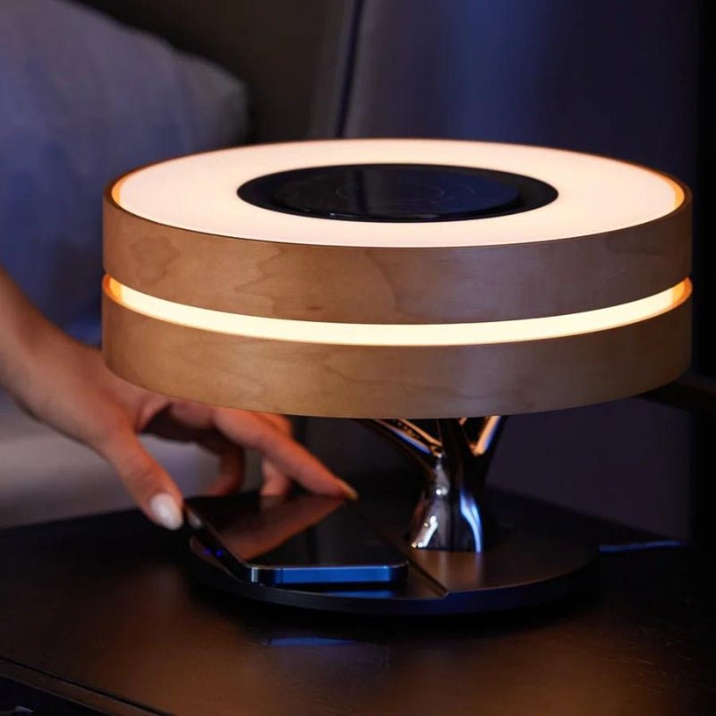 Horizon Round Bedside Lamp Bluetooth Speaker Wireless Charger Dimmable Touch