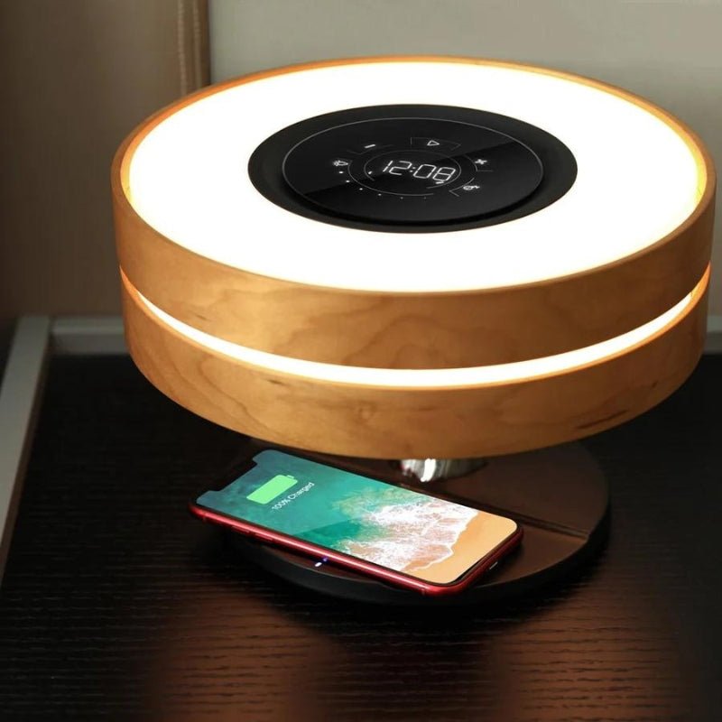 Horizon Round Bedside Lamp Bluetooth Speaker Wireless Charger Dimmable Touch