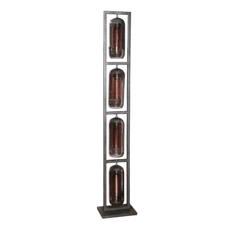 Smoked Glass Floor Lamp 4 Mouth-Blown Shades Copper Mesh H190cm