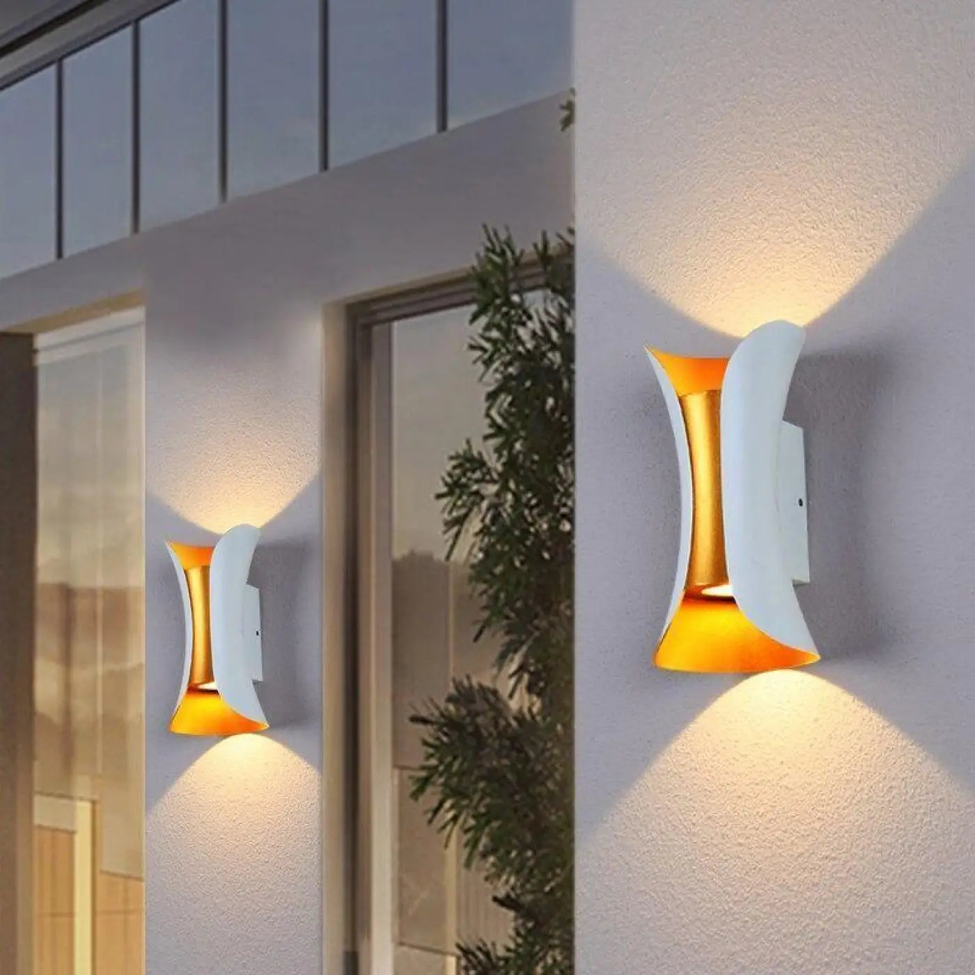 Outdoor Wall Light Acrylic Aluminium 10W Integrated LED Motion Sensor IP65 — Double Head