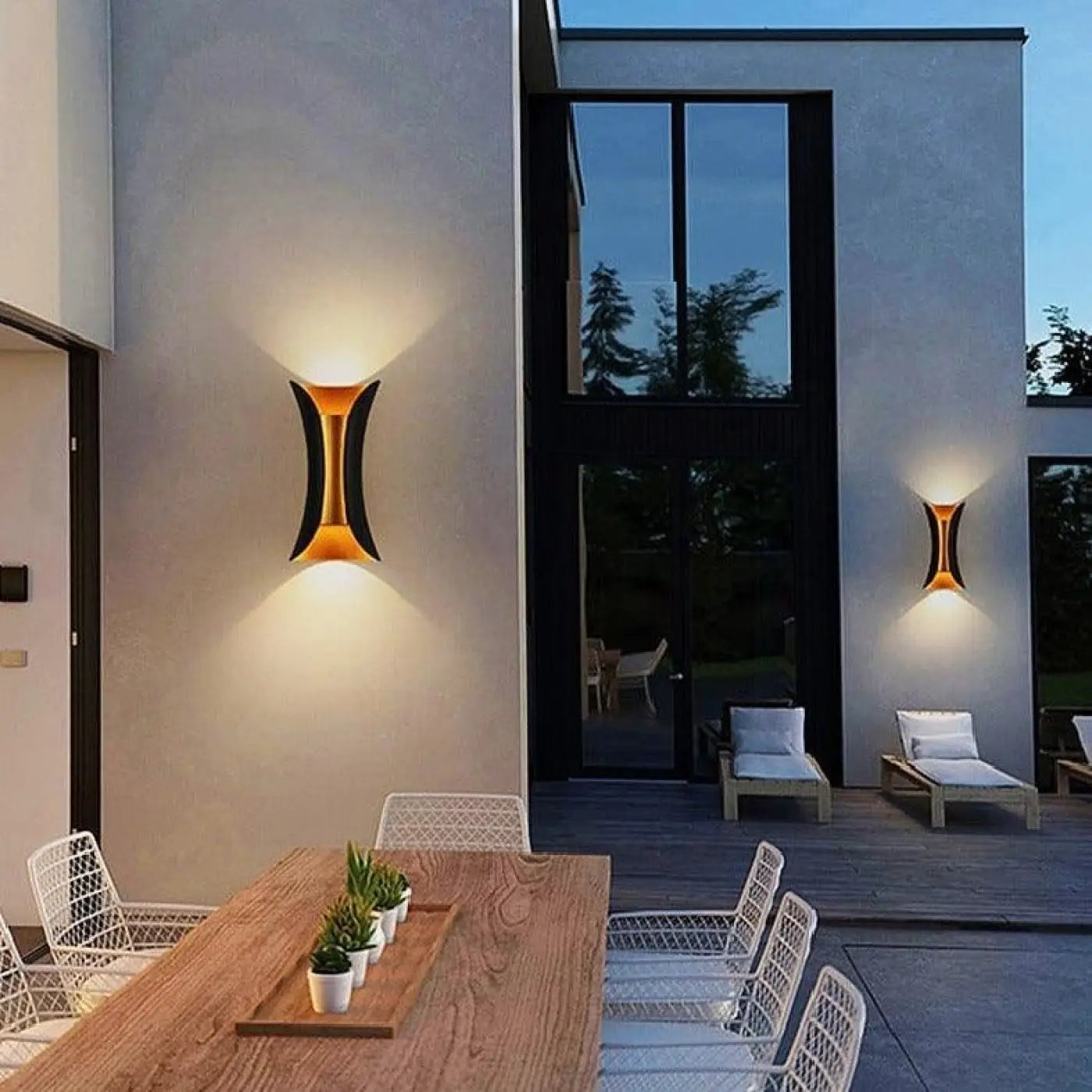 Outdoor Wall Light Acrylic Aluminium 10W Integrated LED Motion Sensor IP65 — Double Head