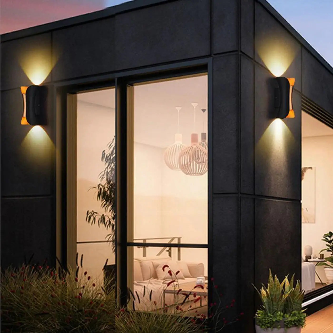 Outdoor Wall Light Acrylic Aluminium 10W Integrated LED Motion Sensor IP65 — Double Head