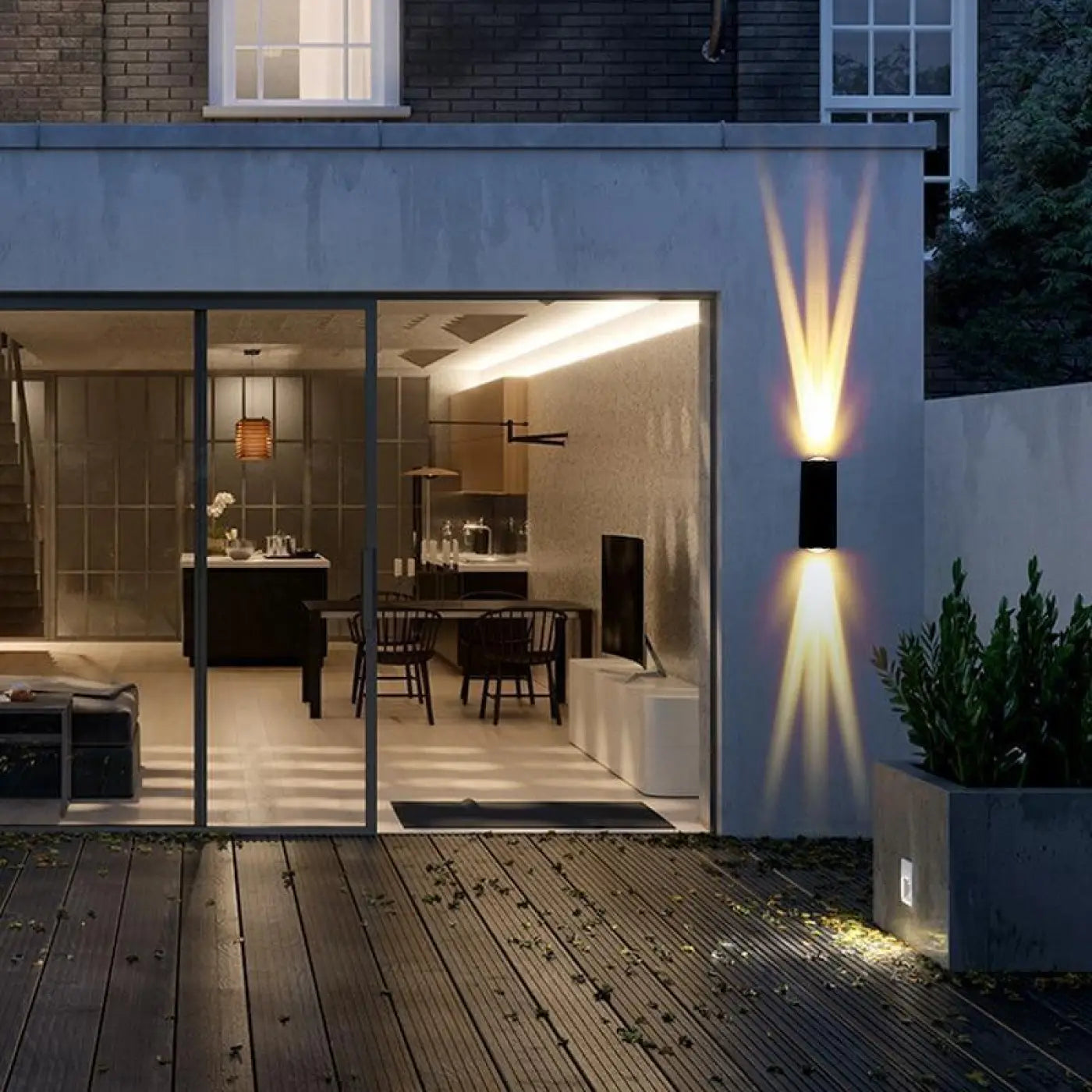 Outdoor Wall Light Black Aluminium 5W Integrated LED Motion Sensor IP65