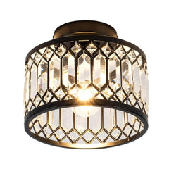 Black Metal Crystal Ceiling Light E27 Modern Industrial