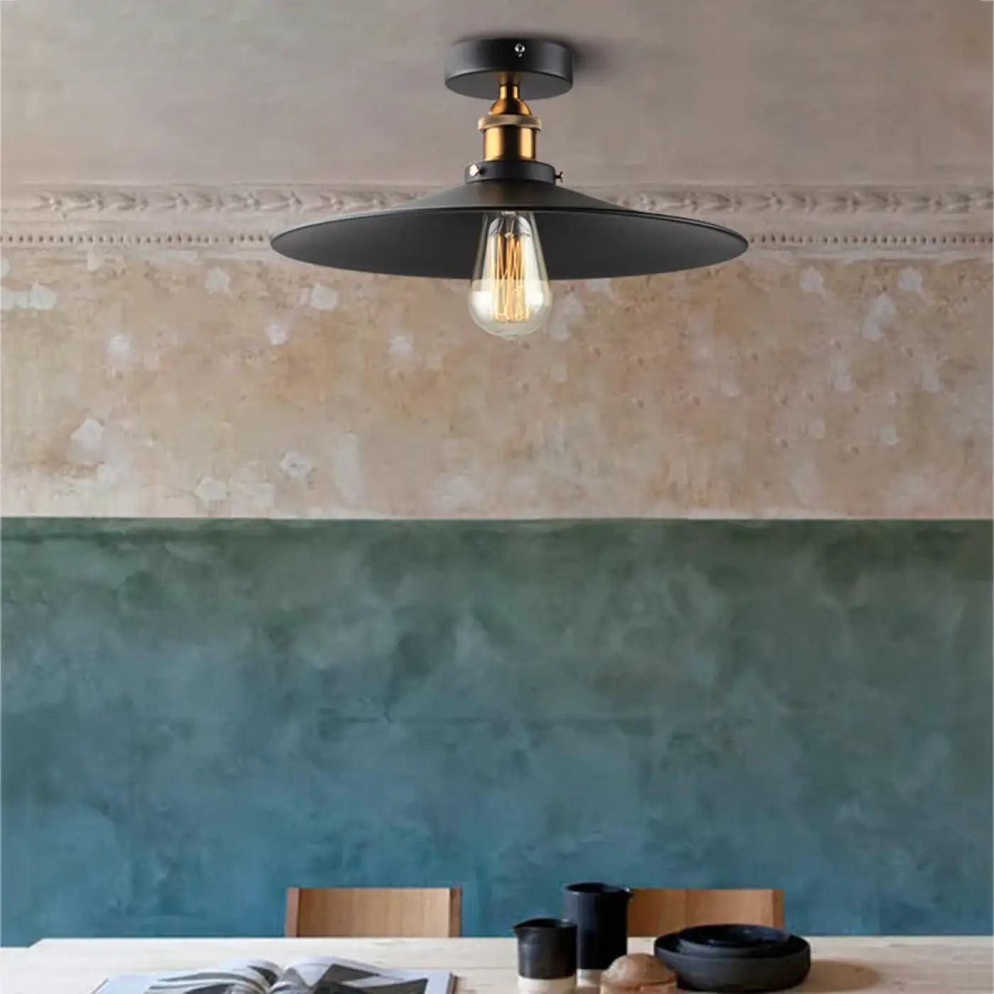 Industrial Vintage Ceiling Light E27 Aluminium Black Gold S/M/L/XL