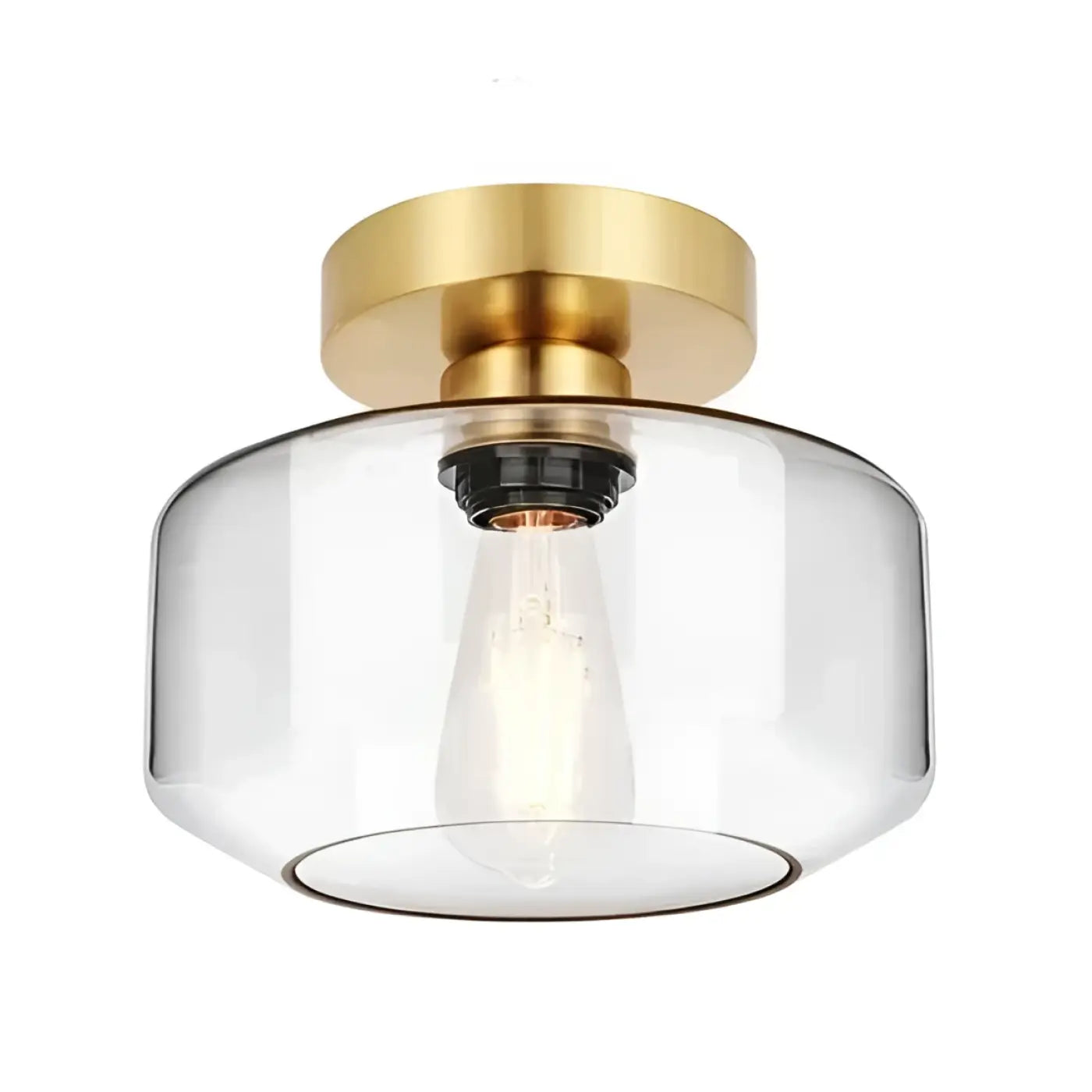 Vintage Glass Ceiling Light E27 Clear Shade Black Grey Gold Ø22 cm