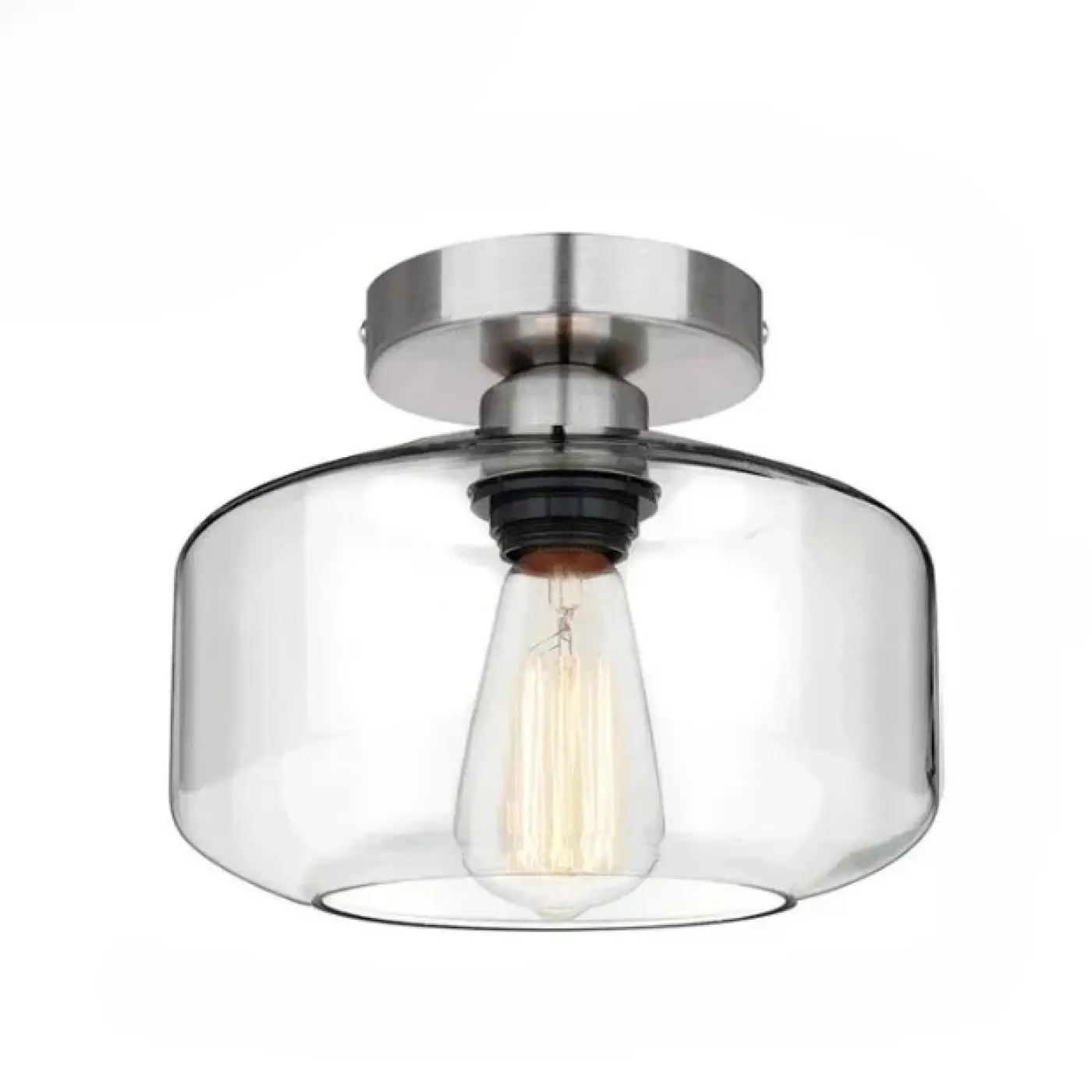 Vintage Glass Ceiling Light E27 Clear Shade Black Grey Gold Ø22 cm