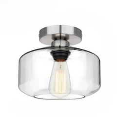 Vintage Glass Ceiling Light E27 Clear Shade Black Grey Gold Ø22 cm