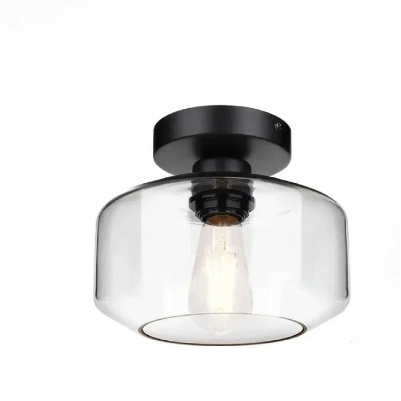 Vintage Glass Ceiling Light E27 Clear Shade Black Grey Gold Ø22 cm